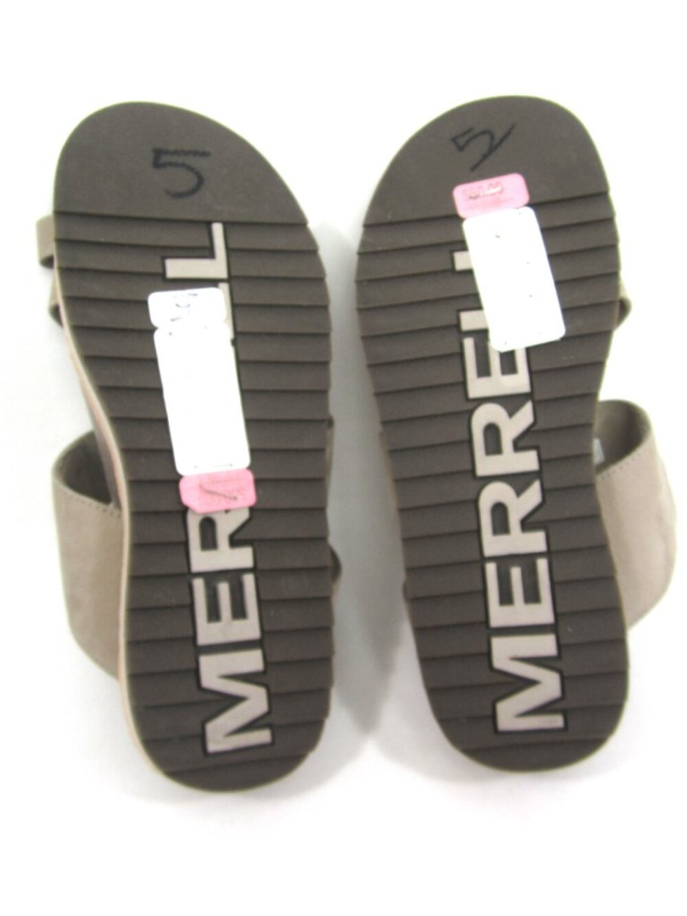 Merrell Womens Sz 5 NEW Moon Sandals Toe Ring Leather Beige Tan Taupe Platform - Picture 9 of 10